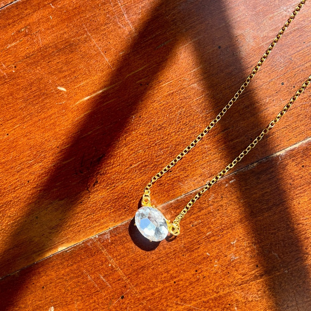 Kendra Scott Gold Necklace with Clear Pendant